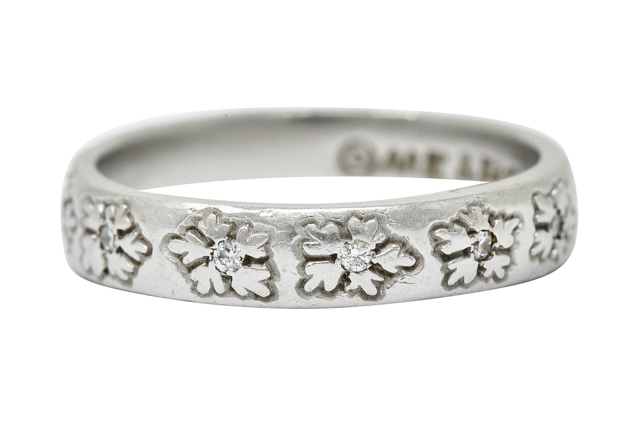 Modern Diamond Platinum Floral Eternity Band RingRing - Wilson's Estate Jewelry
