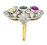 Edwardian Cat's Eye Chrysoberyl Star Ruby Alexandrite Diamond Platinum-Topped 20 Karat Gold Dinner Ring Wilson's Estate Jewelry