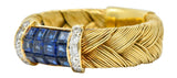 Vintage 0.87 CTW Sapphire Diamond 18 Karat Gold Wheat Band RingRing - Wilson's Estate Jewelry