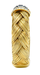 Vintage 0.87 CTW Sapphire Diamond 18 Karat Gold Wheat Band RingRing - Wilson's Estate Jewelry