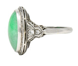 Art Deco Jade Diamond Platinum Cabochon RingRing - Wilson's Estate Jewelry