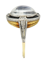 Edwardian Moonstone Onyx Diamond Platinum-Topped 14 Karat Gold RingRing - Wilson's Estate Jewelry