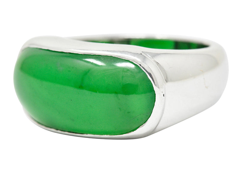 Vintage Jadeite Jade Platinum Unisex Band Ring GIARing - Wilson's Estate Jewelry