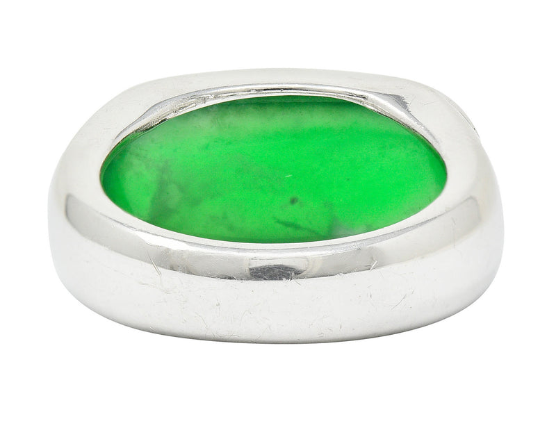 Vintage Jadeite Jade Platinum Unisex Band Ring GIARing - Wilson's Estate Jewelry