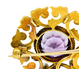 Art Nouveau Amethyst Pearl 14 Karat Gold Watch Pin BroochBrooch - Wilson's Estate Jewelry