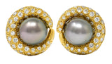 Vintage Tahitian South Sea Pearl 2.25 CTW Diamond 18 Karat Gold EarringsEarrings - Wilson's Estate Jewelry