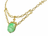 1920's Art Deco Carved Jade 14 Karat Gold Swag NecklaceNecklace - Wilson's Estate Jewelry