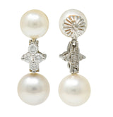 Tiffany & Co. Cultured Pearl Diamond Platinum Tiffany Aria Drop EarringsEarrings - Wilson's Estate Jewelry