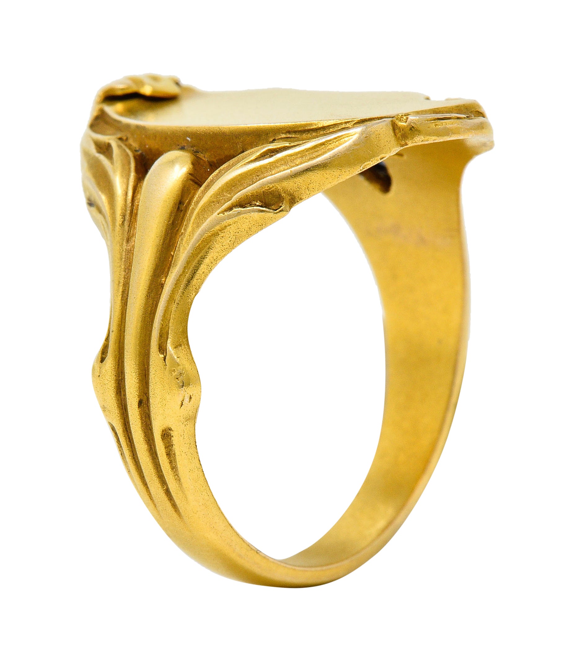 Art Nouveau Sapphire 14 Karat Gold Signet RingRing - Wilson's Estate Jewelry
