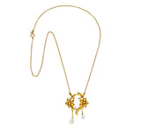Art Nouveau Pearl Diamond 18 Karat Gold Floral NecklaceNecklace - Wilson's Estate Jewelry