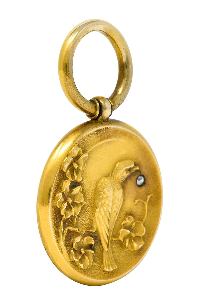 1900 Victorian Diamond 18 Karat Gold Eagle Pendantcharm - Wilson's Estate Jewelry