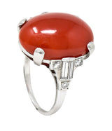 Art Deco Tiffany & Co. Coral Diamond Platinum Cabochon RingRing - Wilson's Estate Jewelry