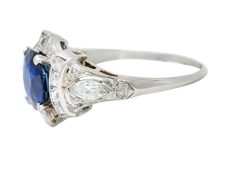 1930's Art Deco 2.95 CTW Sapphire Diamond Platinum Dinner RingRing - Wilson's Estate Jewelry