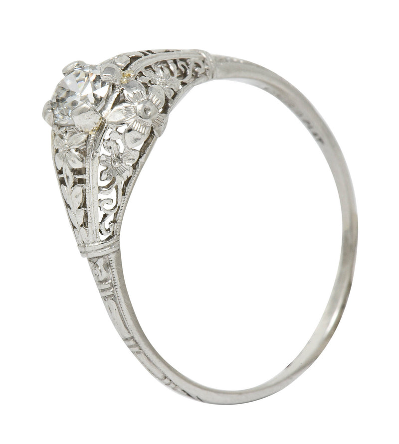 Early Art Deco 0.47 CTW Diamond Platinum Orange Blossom Engagement RingRing - Wilson's Estate Jewelry