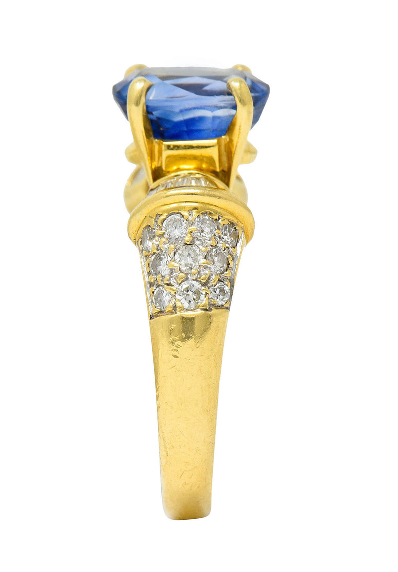 Vintage 3.60 CTW Sapphire Diamond 18 Karat Gold Cocktail RingRing - Wilson's Estate Jewelry