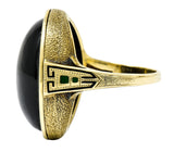Art Deco Onyx Enamel 14 Karat Gold Cabochon Statement RingRing - Wilson's Estate Jewelry
