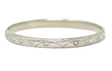 Art Deco 18 Karat White Gold Orange Blossom Slim Eternity Band Ring Wilson's Estate Jewelry