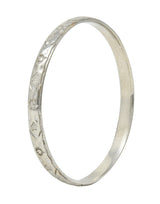 Art Deco 18 Karat White Gold Orange Blossom Slim Eternity Band Ring Wilson's Estate Jewelry