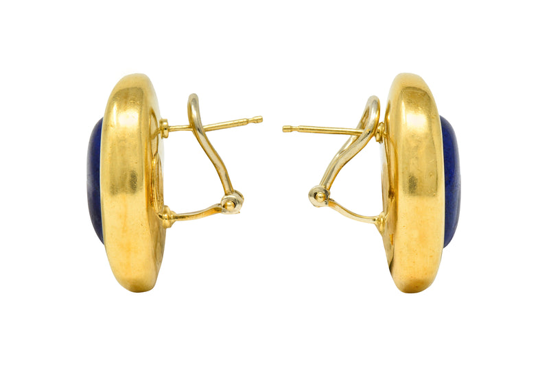 Vintage Italian Baraka Lapis Cabochon 18 Karat Gold EarringsEarrings - Wilson's Estate Jewelry