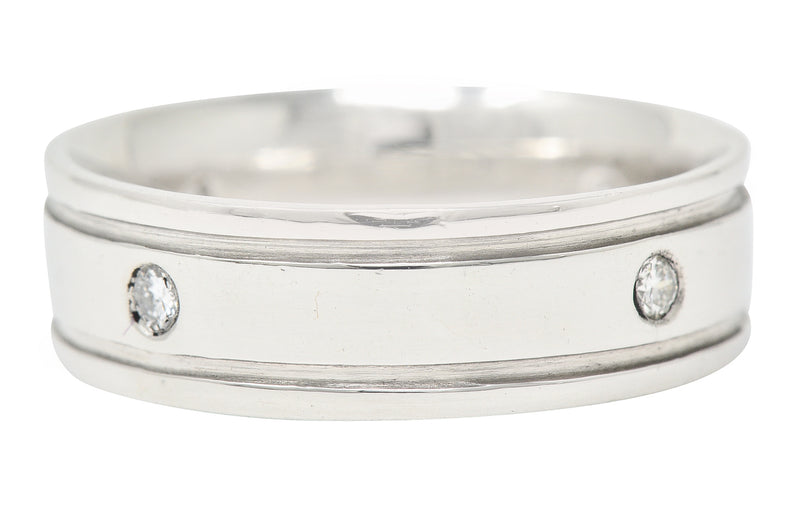 Vintage Diamond Platinum Unisex Wide Wedding Band Ring Wilson's Estate Jewelry