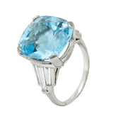 1950's Mid-Century 14.75 CTW Aquamarine Diamond Platinum Statement RingRing - Wilson's Estate Jewelry