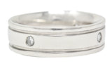 Vintage Diamond Platinum Unisex Wide Wedding Band Ring Wilson's Estate Jewelry