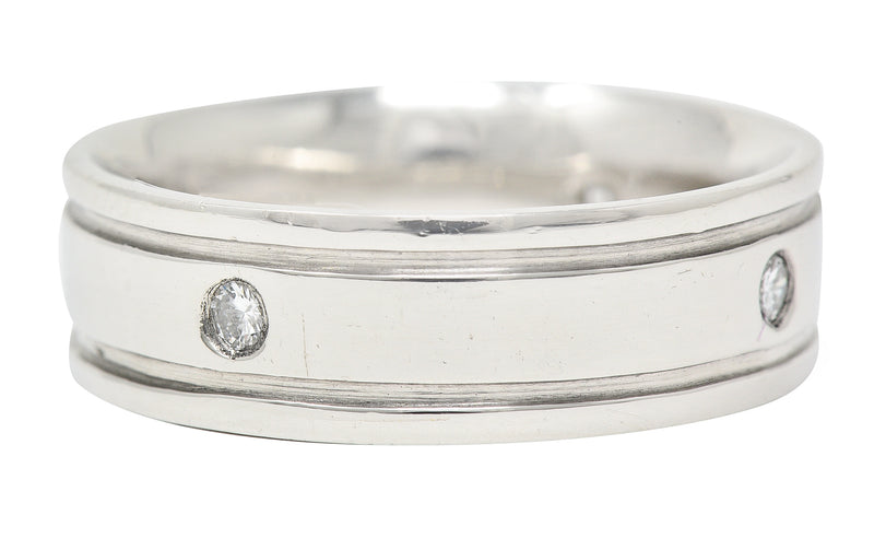 Vintage Diamond Platinum Unisex Wide Wedding Band Ring Wilson's Estate Jewelry
