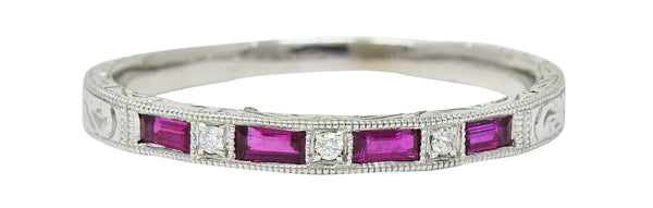 Contemporary Ruby Diamond 14 Karat Gold Stacking BandRing - Wilson's Estate Jewelry