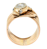 1920's Art Deco 0.67 CTW Diamond 14 Karat Two-Tone Gold Snake Ring Wilson's Estate Jewelry
