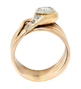 1920's Art Deco 0.67 CTW Diamond 14 Karat Two-Tone Gold Snake Ring Wilson's Estate Jewelry