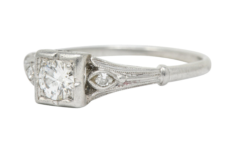 W.J. Harbor Co. Retro 0.30 CTW Diamond Platinum Lotus Engagement RingRing - Wilson's Estate Jewelry
