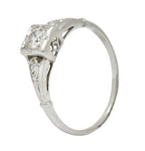 W.J. Harbor Co. Retro 0.30 CTW Diamond Platinum Lotus Engagement RingRing - Wilson's Estate Jewelry