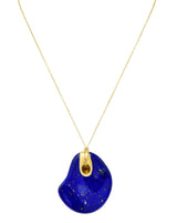 Elsa Peretti Tiffany & Co. Spain Vintage Lapis Lazuli 18 Karat Yellow Gold Touchstone Pendant Necklace Wilson's Estate Jewelry