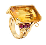 Retro Citrine Ruby Diamond 14 Karat Two-Tone Gold Statement RingRing - Wilson's Estate Jewelry