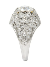 Antique Belle Epoque 2.13 CTW Diamond Platinum Clover Engagement Ring GIA Wilson's Estate Jewelry