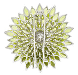 Contemporary Diamond Peridot 18 Karat White Gold Radiating Floral Brooch - Wilson's Estate Jewelry