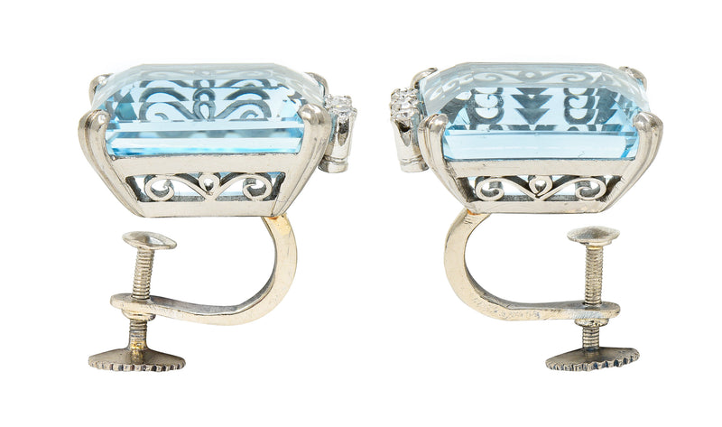 Aquamarine screw back earrings discount