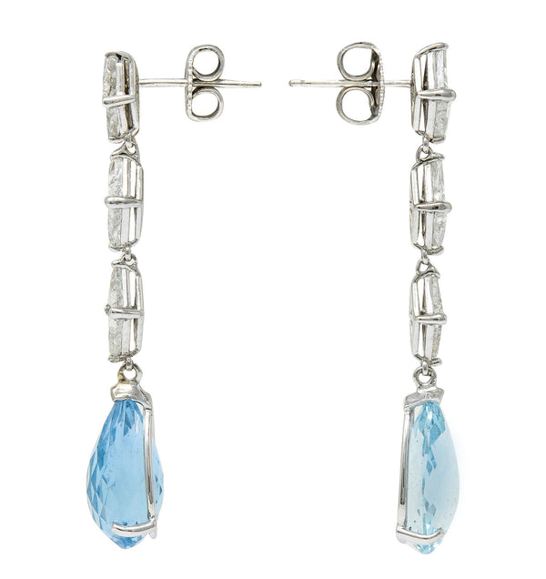 1950's Mid-Century Aquamarine 1.80 CTW Diamond Platinum Drop EarringsEarrings - Wilson's Estate Jewelry
