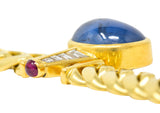 Bulgari Substantial 1980's 18.00 CTW Sapphire Ruby Diamond 18 Karat Yellow Gold Vintage Necklace Wilson's Estate Jewelry