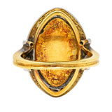1890's Victorian Guilloche Enamel Diamond Platinum-Topped 18 Karat Gold Portrait RingRing - Wilson's Estate Jewelry