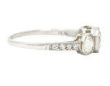 Art Deco 1.34 CTW Old European Cut Diamond Platinum Octagonal Three Stone Alternative Ring Wilson's Estate Jewelry