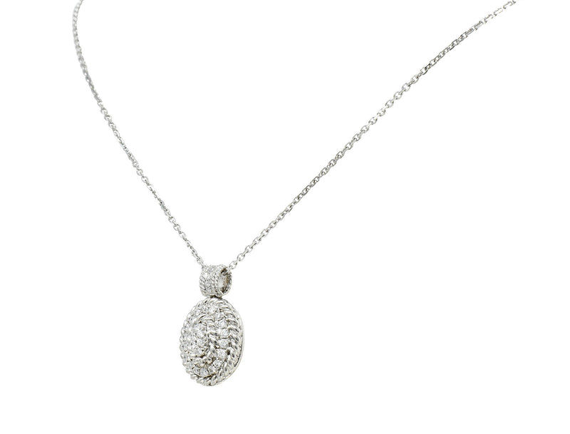 Contemporary Diamond 18 Karat White Gold Twisted Rope Pendant NecklaceNecklace - Wilson's Estate Jewelry
