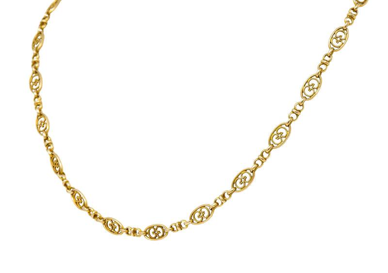 Victorian 14 Karat Yellow Gold 21 Inch Scrolled Link Necklace | Wilson ...