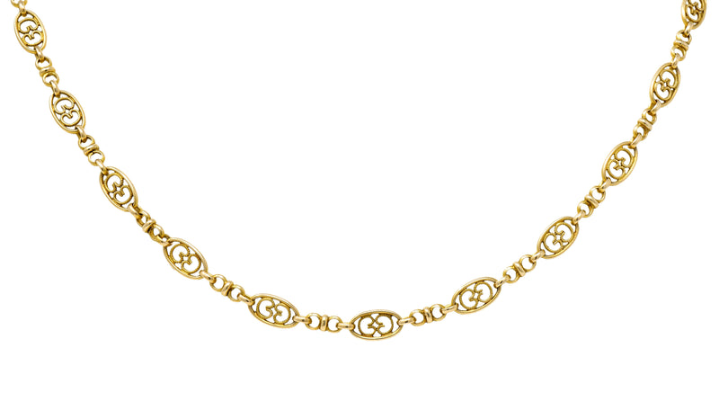 Victorian 14 Karat Yellow Gold 21 Inch Scrolled Link Necklace | Wilson ...