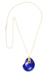 Elsa Peretti Tiffany & Co. Spain Vintage Lapis Lazuli 18 Karat Yellow Gold Touchstone Pendant Necklace Wilson's Estate Jewelry