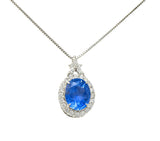 No Heat 9.05 CTW No Heat Ceylon Sapphire Diamond Platinum Cluster Pendant Necklace GIANecklace - Wilson's Estate Jewelry