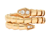 Bulgari Italy Diamond 18 Karat Rose Gold Flexible Snake Serpenti Band Ring Wilson's Estate Jewelry