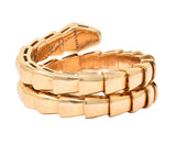 Bulgari Italy Diamond 18 Karat Rose Gold Flexible Snake Serpenti Band Ring Wilson's Estate Jewelry