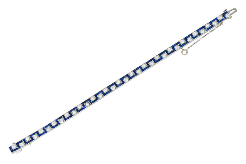 Oscar Heyman 8.45 CTW Sapphire Diamond Platinum Line Bracelet Circa 1950bracelet - Wilson's Estate Jewelry