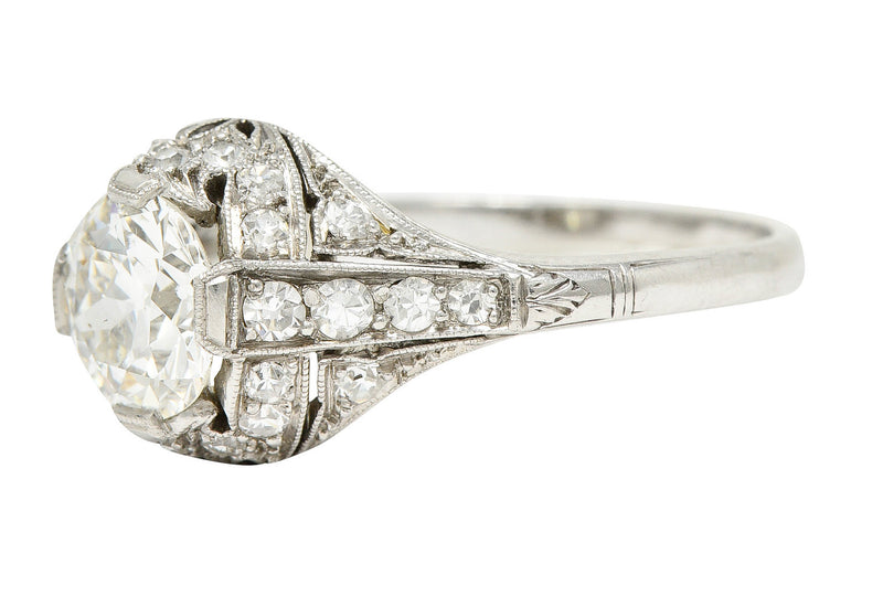 Edwardian 1.75 CTW Diamond Platinum Floral Engagement RingRing - Wilson's Estate Jewelry